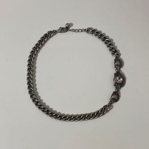 Silver Tone Aztec Tribal Rhinestone Collar Choker Chain Necklace Bohemian